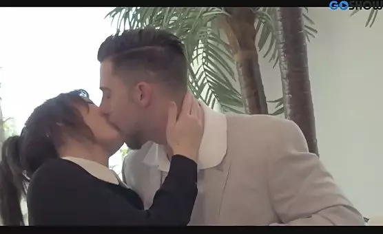 Elegant Brunette Pearls Blowjob
